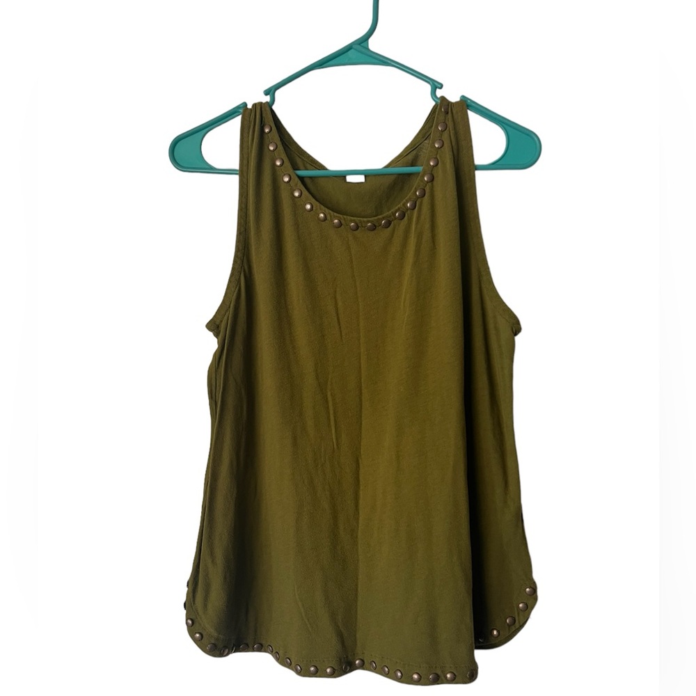 J. Crew Green Studded Tank Top Size Medium